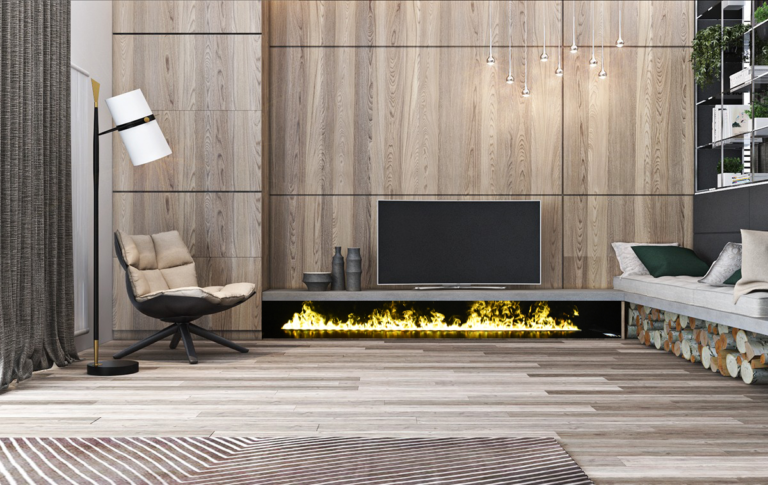 Modern Interior Designs Trendy With 3D Electric Water Vapor Fireplaces
